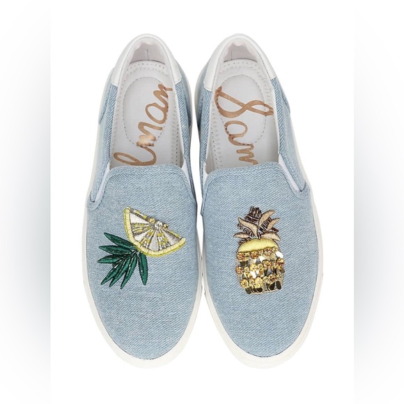 Sam Edelman Shoes - Sam Edelman Szc7 Women Evelina Pineapple Sequin Slip On Denim Chambray Blue